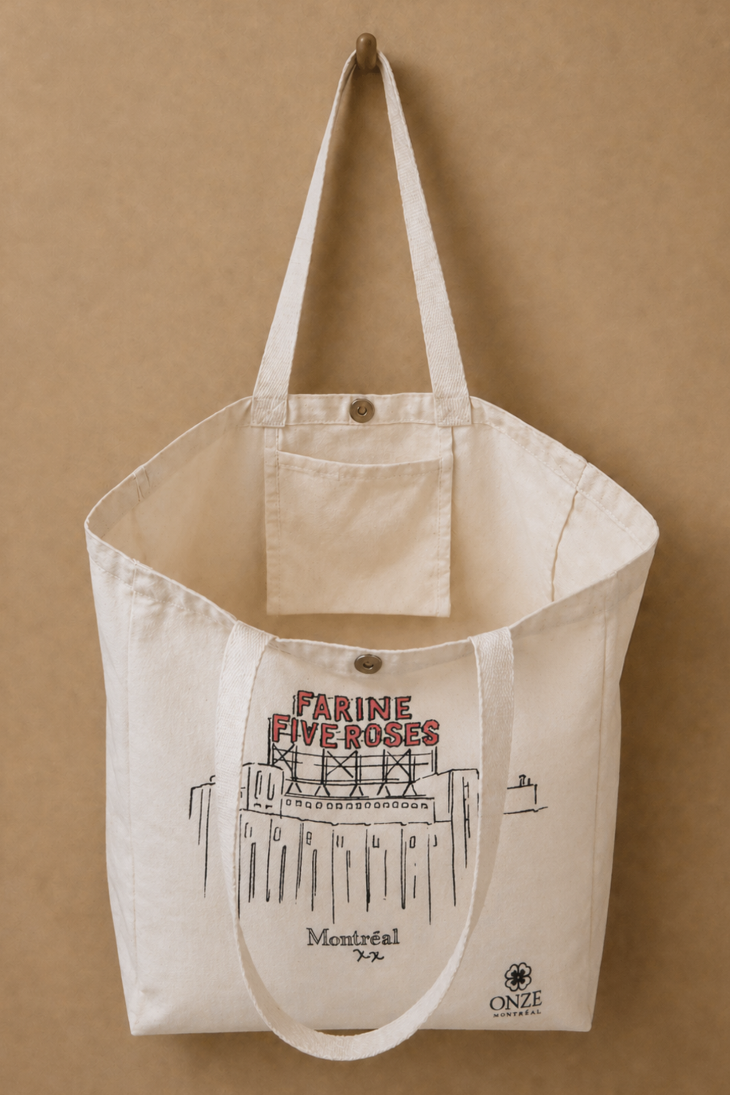 Montreal Five Roses Tote Bag Custom Illustration Canvas