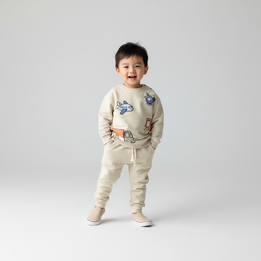 Travel Boy Cotton Joggers Set - Velora Luxury Fashion
