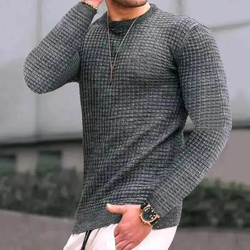 Trend Crew-neck Pullover Loose Knitted Long-sleeved Cotton Top