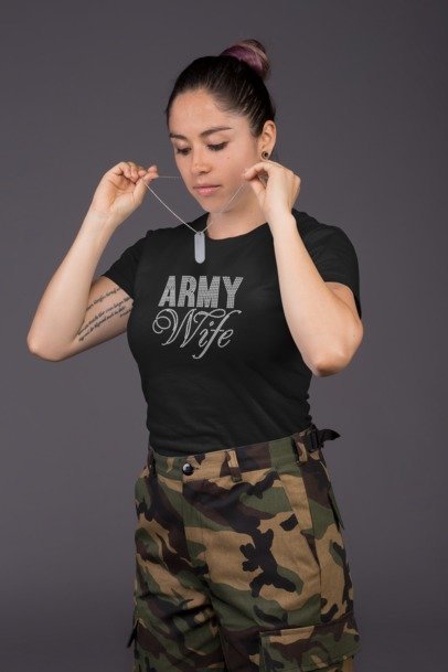 Army Wife Rhinestone Shirt – Military Spouse Sparkle Bling Apparel | Blingdazzel