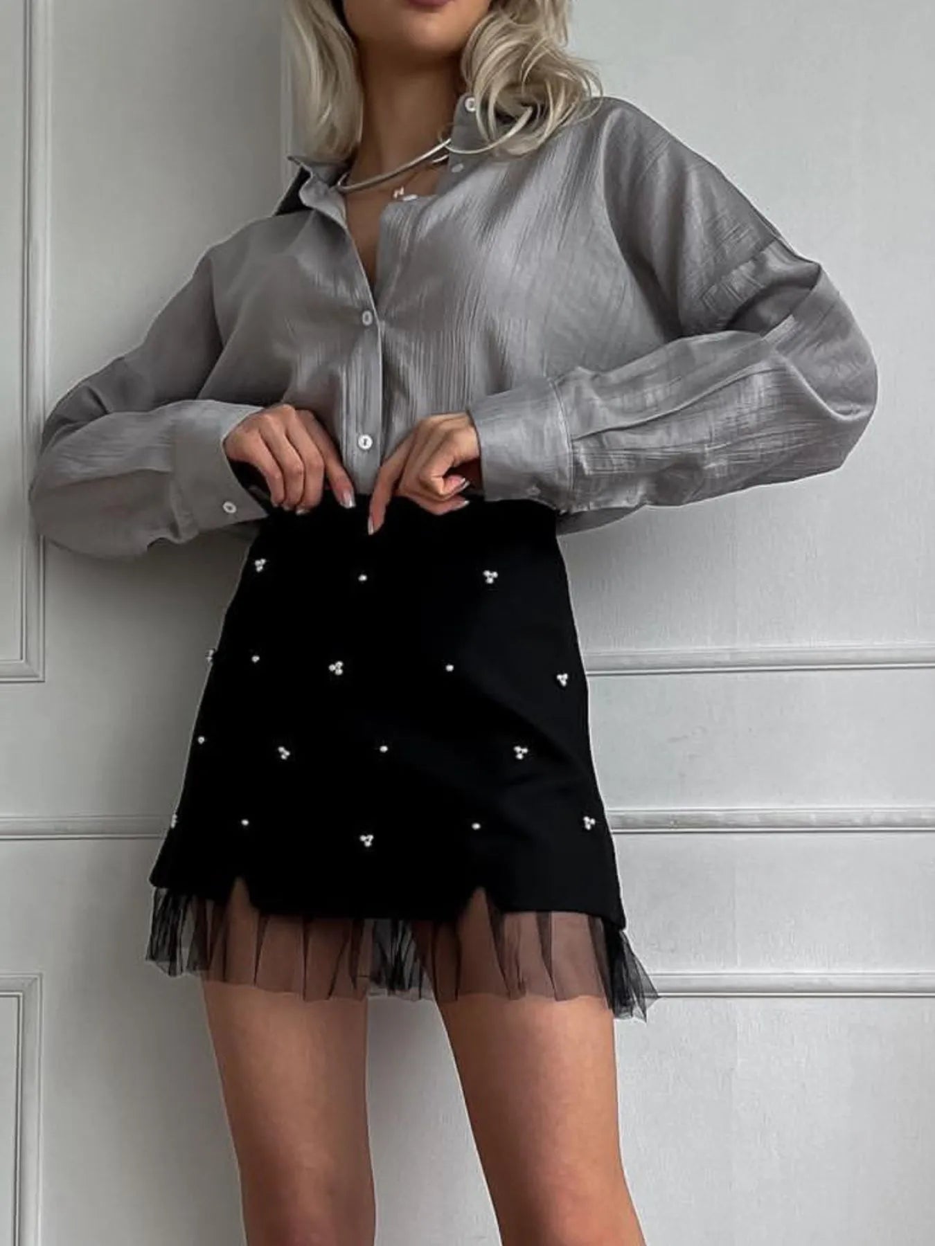 Tulle Hem Mini Skirt - Velora Luxury Fashion