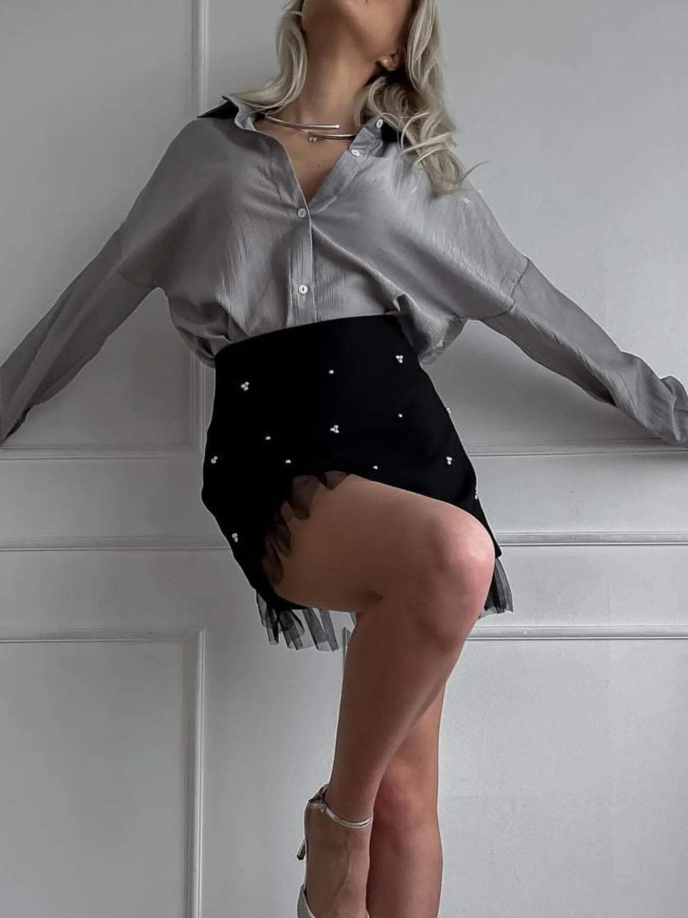 Tulle Hem Mini Skirt - Velora Luxury Fashion