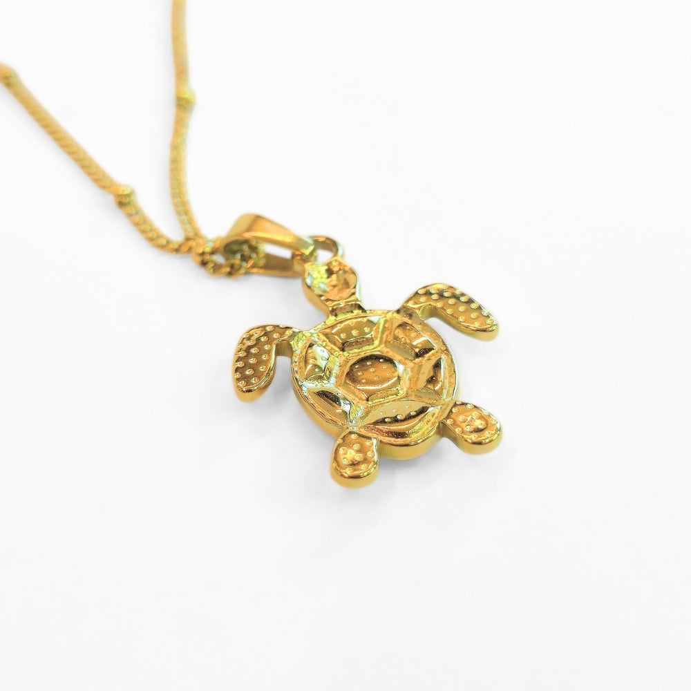 Golden Bohemian White Turtle Necklace - Velora