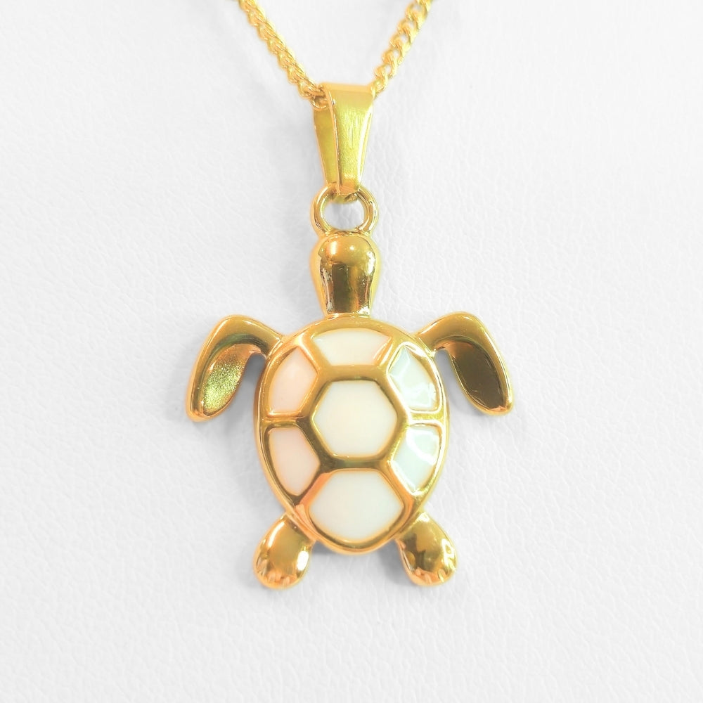 Golden Bohemian White Turtle Necklace - Velora