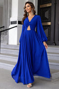Twist Front Cutout Long Sleeve Dress - Velora Luxury Fashion