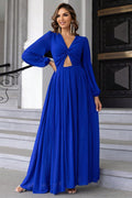 Twist Front Cutout Long Sleeve Dress - Velora Luxury Fashion