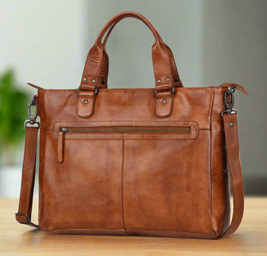 Two Handled Messenger Leather Laptop Bag Boutique of Leathers/Open Road