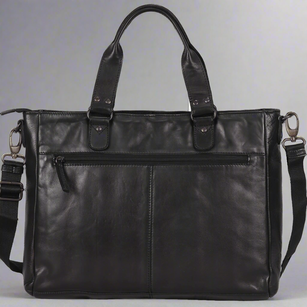 Two Handled Messenger Leather Laptop Bag - Velora Luxury Fashion