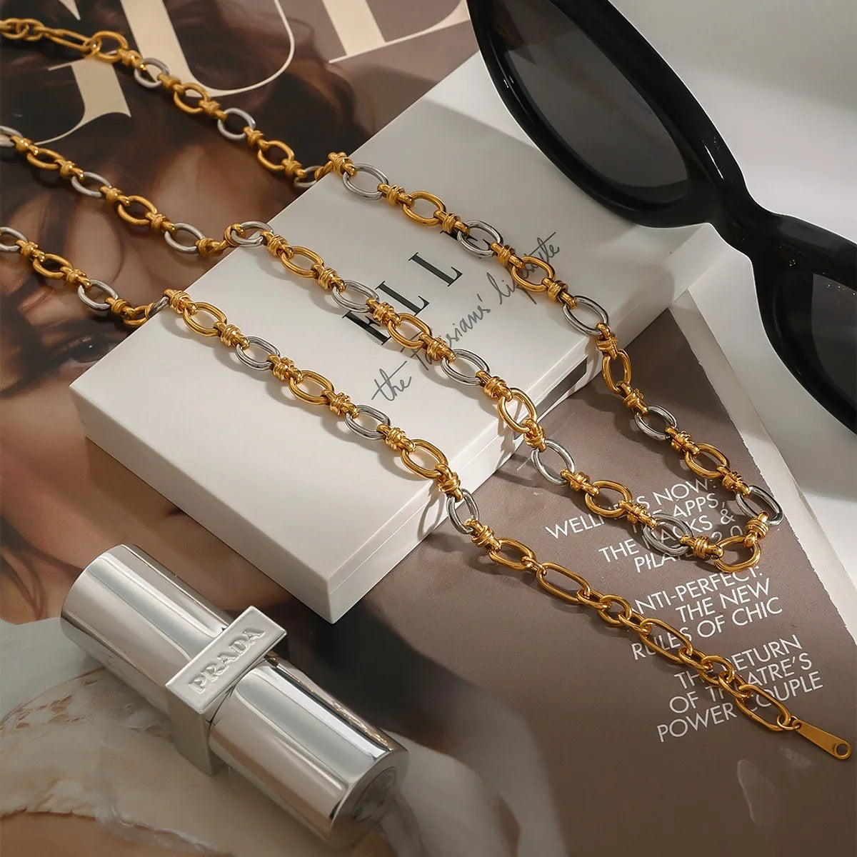 Two-Tone Chain Link Jewelry Set - Velora Luxury Fashion