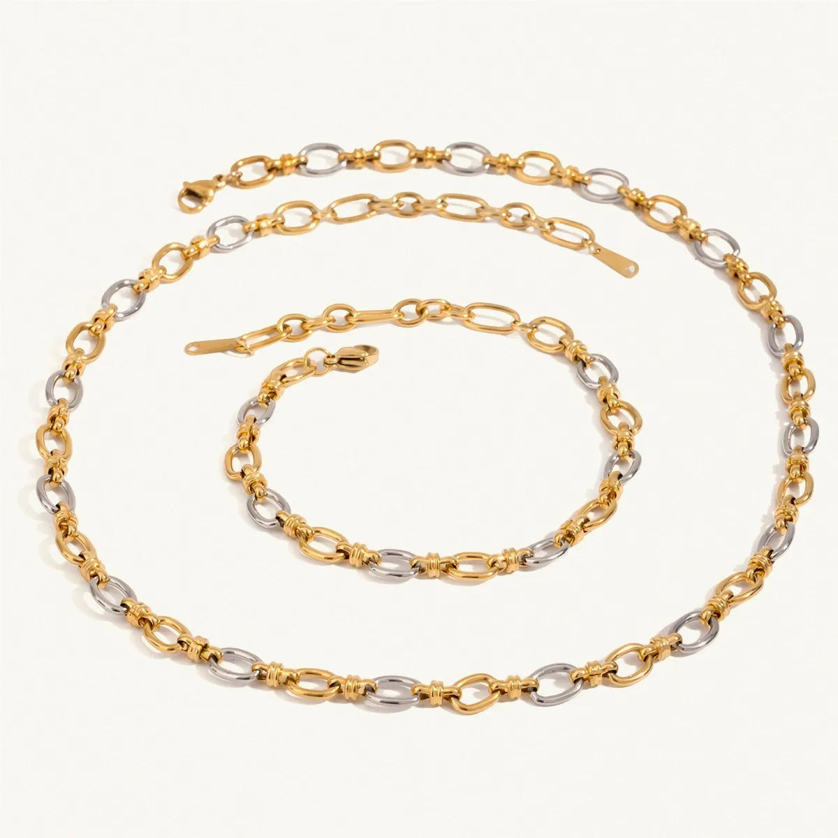 Two-Tone Chain Link Jewelry Set - Velora Luxury Fashion