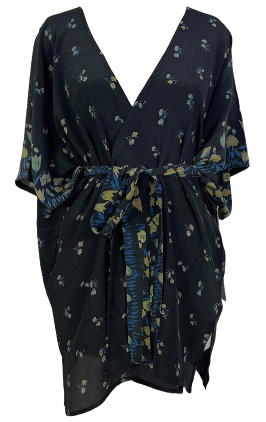 PRC6922 Avatar Pure Silk Kimono-Sleeved Jacket with Belt - Velora