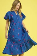 Umgee Embroidered Tiered Midi Dress - Velora Luxury Fashion