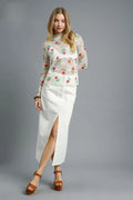 Umgee Floral Mock Neck Long Sleeve Sheer Top - Velora Luxury Fashion