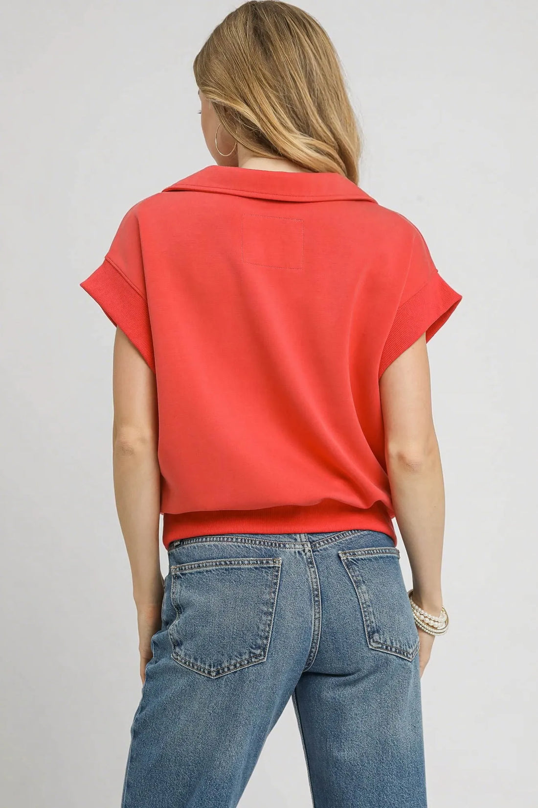 Umgee Luxe Knit Collared Short Sleeve Polo Sweatshirt - Velora Luxury Fashion