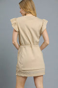 Umgee Luxeknit Ruffle Sleeve Drawstring Mini Dress - Velora Luxury Fashion