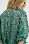 Umgee Metallic Leopard Print V-Neck Kimono Dress - Velora Luxury Fashion