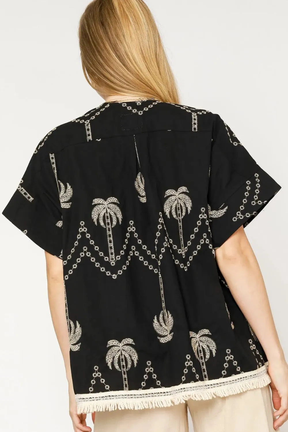 Umgee Open Front Embroidered Fringe Kimono - Velora Luxury Fashion