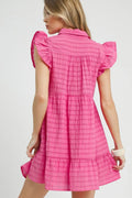 Umgee Ruffle Cap Sleeve Textured Mini Dress - Velora Luxury Fashion