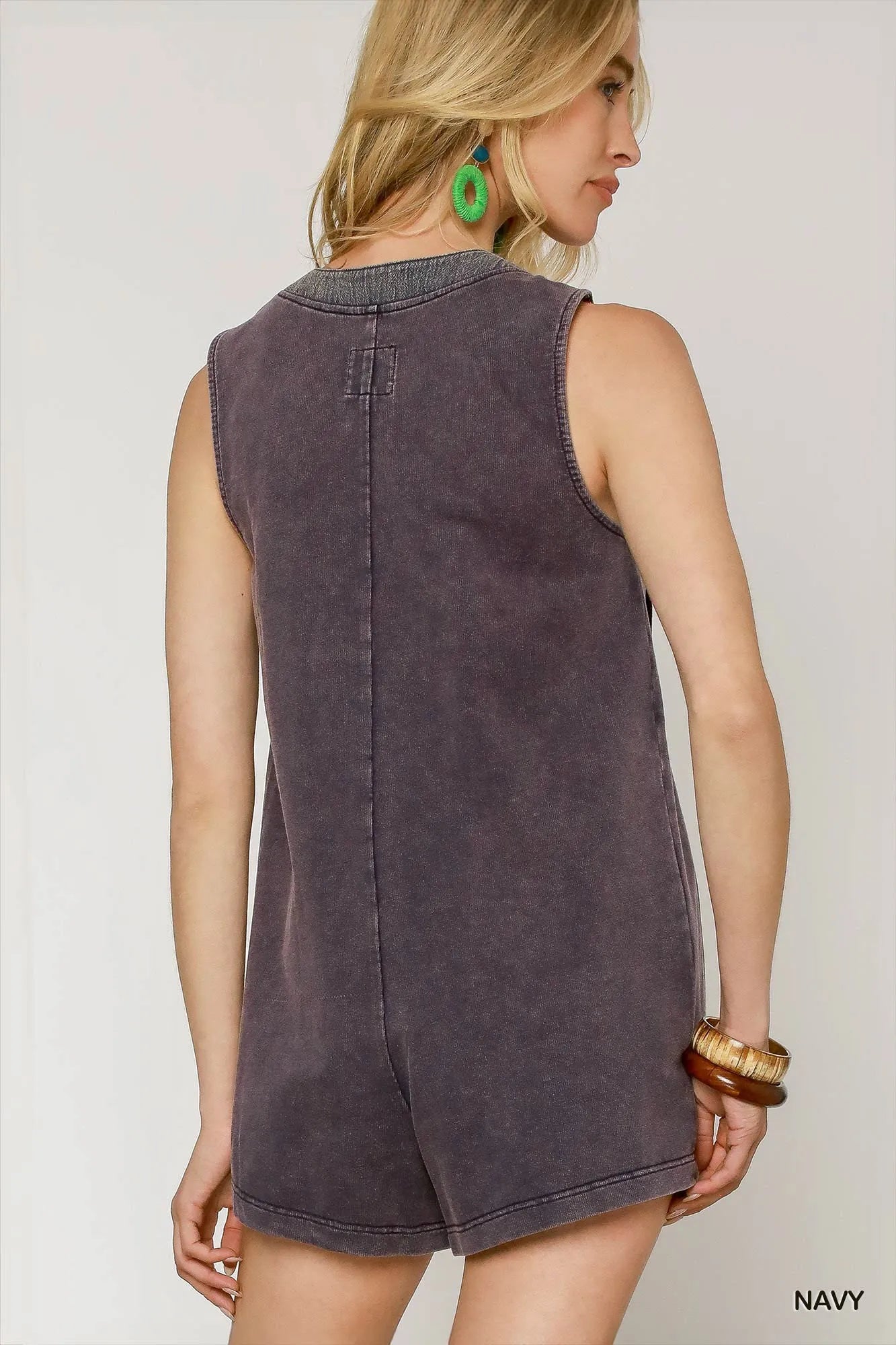 Umgee Tie Front Sleeveless Romper - Velora Luxury Fashion