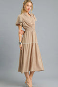 Umgee Tiered Flutter Sleeve Midi Dress - Velora Luxury Fashion