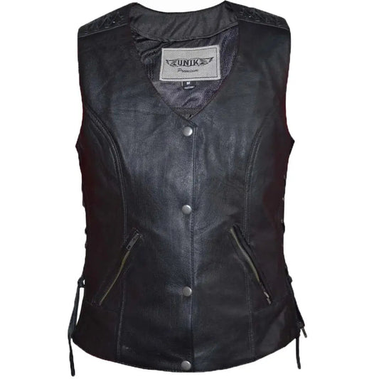 Unik International Women's Eyelet Laced 2 Pocket Vest - Velora Luxury Fashion