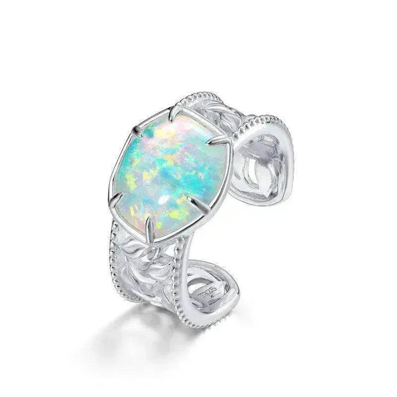 Geometric Opal Sterling Silver Ring