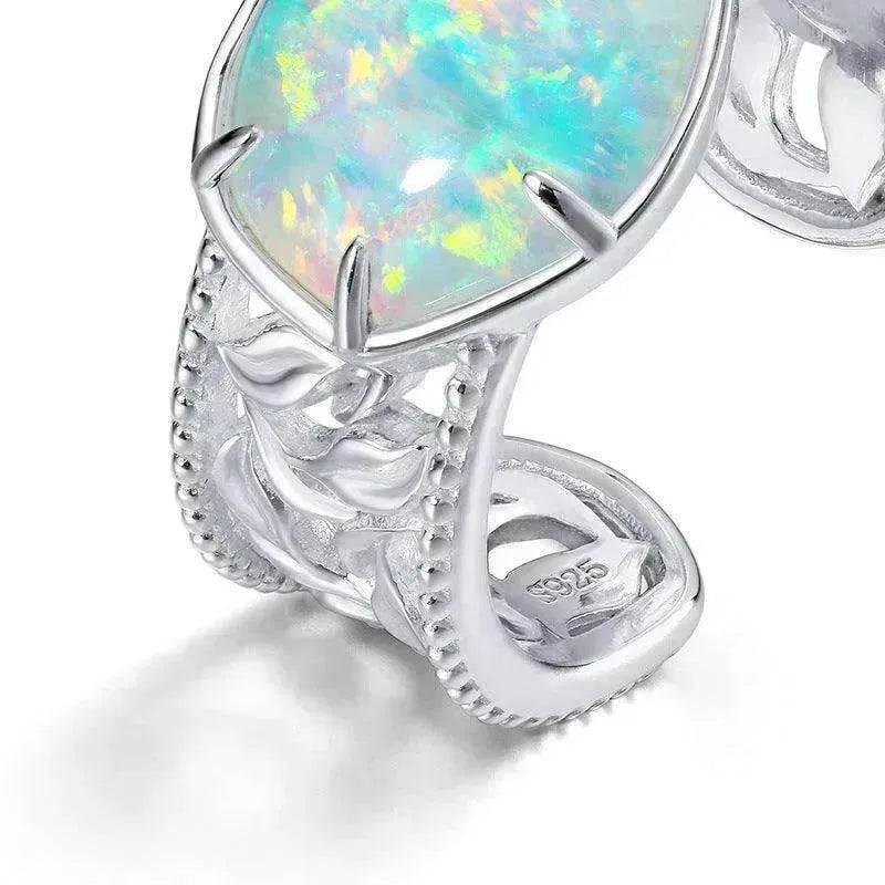 Geometric Opal Sterling Silver Ring