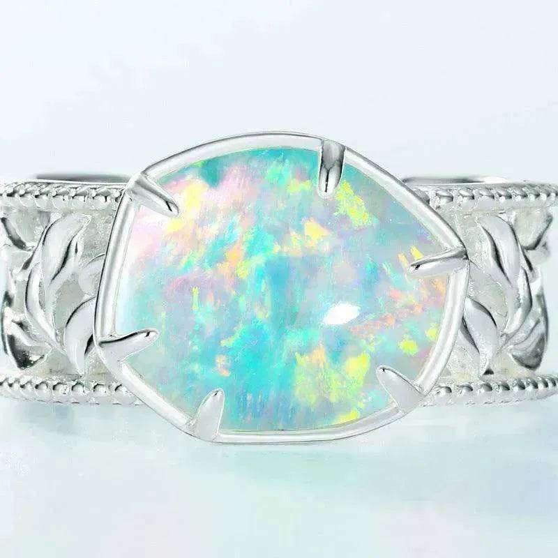 Geometric Opal Sterling Silver Ring