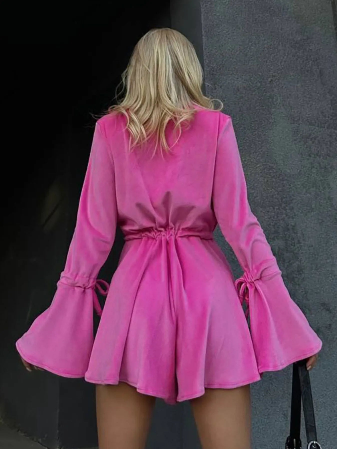 V-Neck Flounce Sleeve Romper - Velora Luxury Fashion