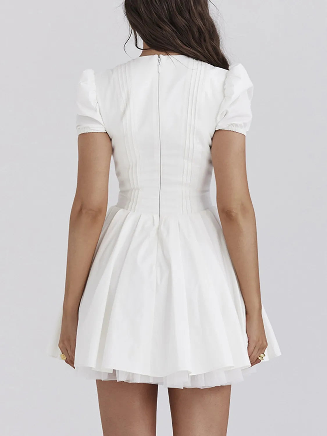 V-Neck Short Sleeve Mini Dress - Velora Luxury Fashion