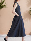 V-Neck Sleeveless Midi Dress - Velora Luxury Fashion
