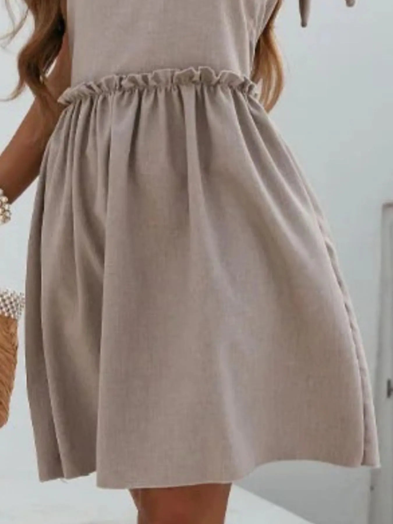 V-Neck Tie Shoulder Mini Dress - Velora Luxury Fashion