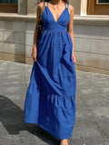V-Neck Tiered Maxi Cami Dress - Velora Luxury Fashion