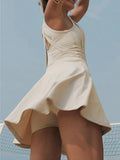 V-Neck Wide Strap Active Dress with Unitard Liner - Velora Luxury Fashion