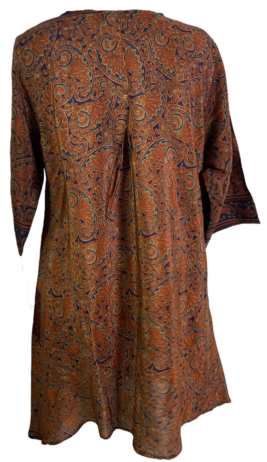 PRC6054 Avatar Pure Silk Self Pocket Tunic Dress - Velora