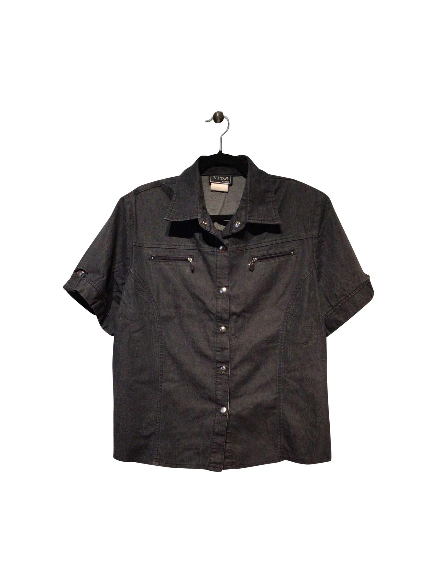 VIDA Regular fit Button-down Top in Blue - 16 - Velora