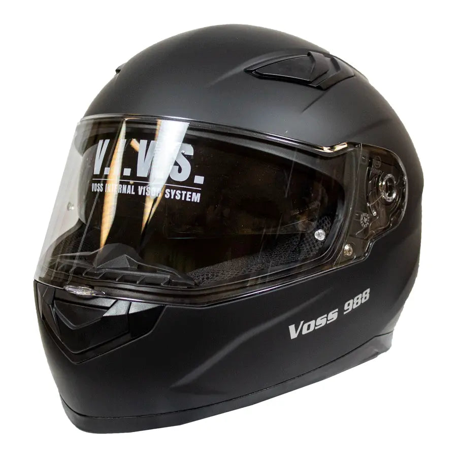 VOSS 988 MOTO-1 Matte Black Helmet - Velora Luxury Fashion