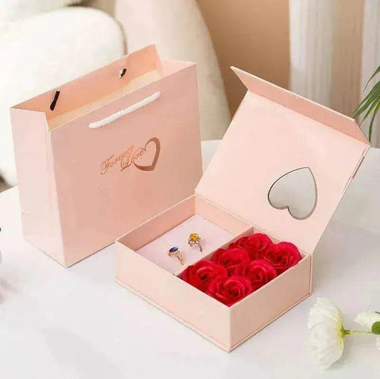 Valentine's Day Roses Love Jewelry Box  Necklace Ring Ear Studs