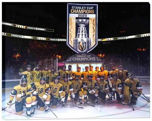 Vegas Golden Knights 16x20 Canvas Banner Raising Team Posed-H - Velora Luxury Fashion
