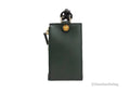 Versace Bottle Green Leather Zip Card Case Lanyard Wallet - Velora Luxury Fashion