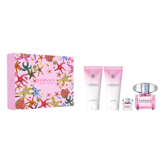 Versace Bright Crystal 4-Pieces Set for Women Floral Fruity Fragnance 9.59 Fl Oz - Velora Luxury Fashion