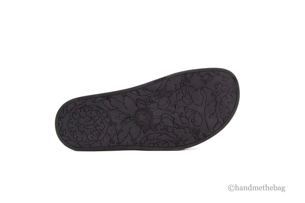 Versace Gomma St. Medusa Smile Black Bright Yellow Pool Slides - Velora Luxury Fashion