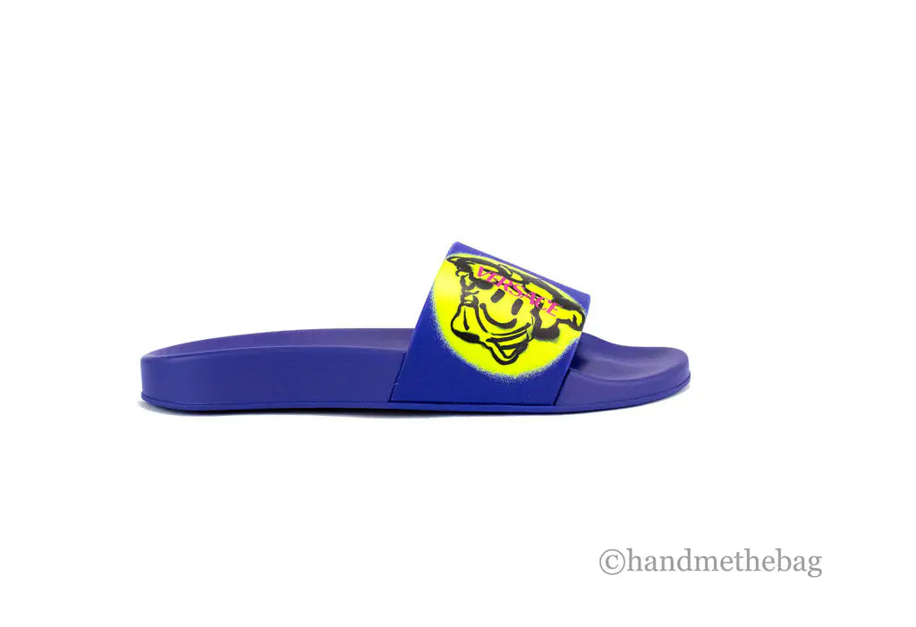 Versace Gomma St. Medusa Smile Lapis Lazuli Lime Pool Slides - Velora Luxury Fashion