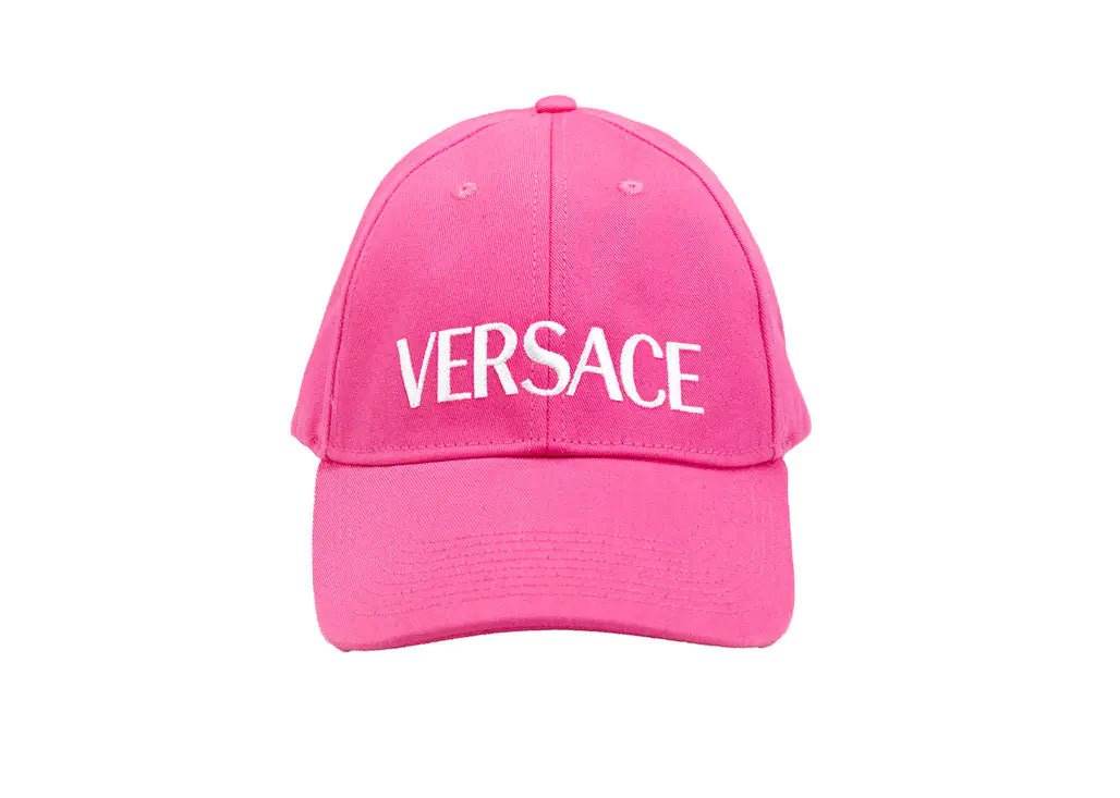 Versace Hot Pink Cotton Embroidered Logo Adjustable Baseball Hat - Velora Luxury Fashion