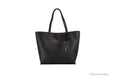Versace Jeans Couture Black Grained Faux Leather Logo Lock Tote Shoulder Handbag - Velora Luxury Fashion