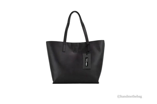 Versace Jeans Couture Black Grained Faux Leather Logo Lock Tote Shoulder Handbag - Velora Luxury Fashion