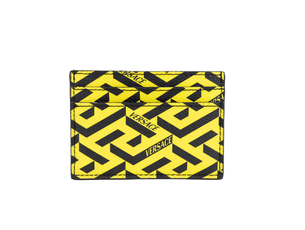 Versace La Greca Pineapple Signature Coated Canvas Card Case - Velora Luxury Fashion