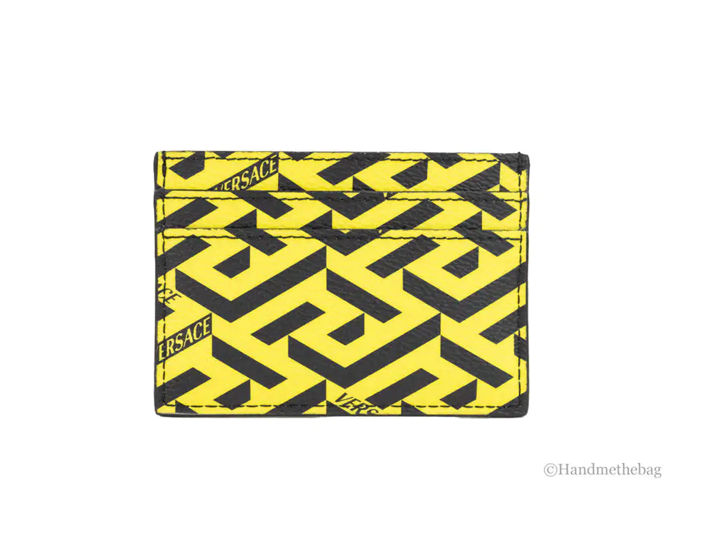 Versace La Greca Pineapple Signature Coated Canvas Card Case - Velora Luxury Fashion
