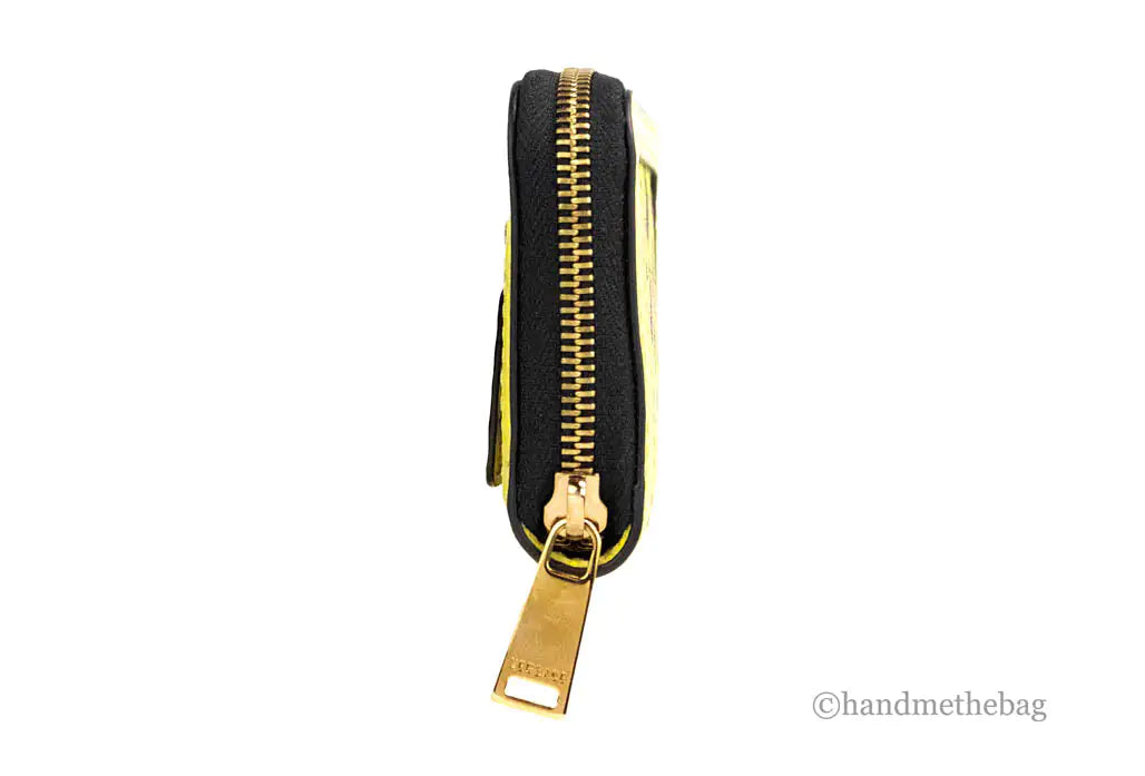 Versace La Greca Yellow Zip Coin Pouch Wallet - Velora Luxury Fashion