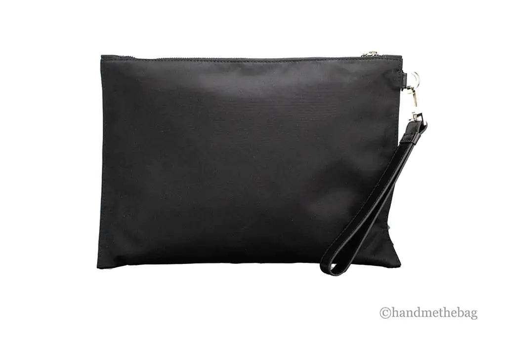 Versace Large Black Nylon Medusa Convertible Pouch Clutch - Velora Luxury Fashion